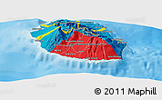 Flag Panoramic Map of Reunion, political shades outside