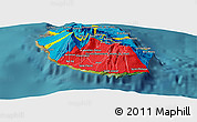 Flag Panoramic Map of Reunion, satellite outside, flag centered