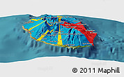 Flag Panoramic Map of Reunion, satellite outside, flag rotated
