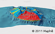 Flag Panoramic Map of Reunion, satellite outside