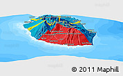 Flag Panoramic Map of Reunion, single color outside, bathymetry sea