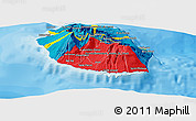 Flag Panoramic Map of Reunion, single color outside, bathymetry sea, shaded relief sea, flag centered