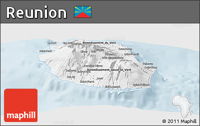 Gray Panoramic Map of Reunion, single color outside