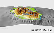 Physical Panoramic Map of Reunion, darken, desaturated