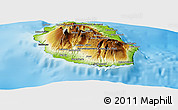 Physical Panoramic Map of Reunion, darken, semi-desaturated, land only