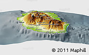 Physical Panoramic Map of Reunion, darken, semi-desaturated