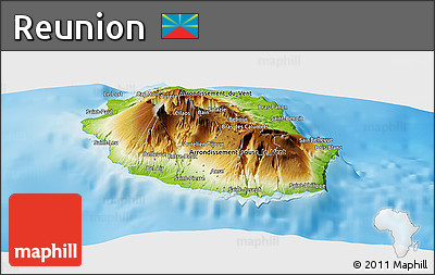 Physical Panoramic Map of Reunion