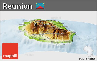 Physical Panoramic Map of Reunion, lighten