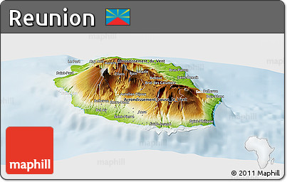 Physical Panoramic Map of Reunion, lighten