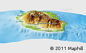 Physical Panoramic Map of Reunion, political outside, shaded relief sea