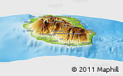 Physical Panoramic Map of Reunion, semi-desaturated, land only