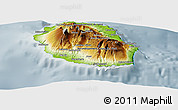 Physical Panoramic Map of Reunion, semi-desaturated