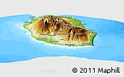 Physical Panoramic Map of Reunion, single color outside, bathymetry sea