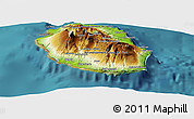 Physical Panoramic Map of Reunion, single color outside, satellite sea