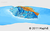 Political Panoramic Map of Reunion, single color outside, bathymetry sea