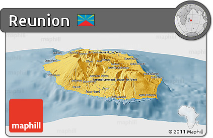 Savanna Style Panoramic Map of Reunion