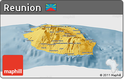 Savanna Style Panoramic Map of Reunion