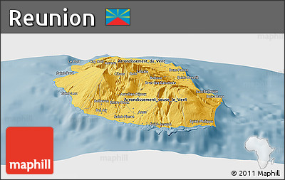Savanna Style Panoramic Map of Reunion