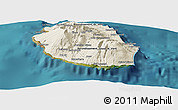 Shaded Relief Panoramic Map of Reunion, satellite outside