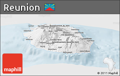 Silver Style Panoramic Map of Reunion