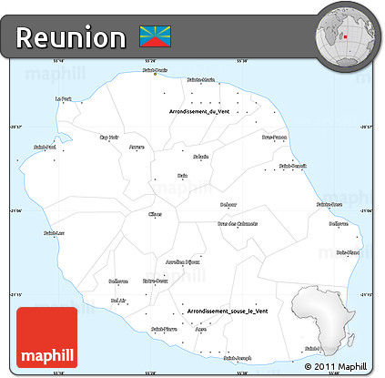 Classic Style Simple Map of Reunion