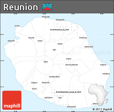 Classic Style Simple Map of Reunion, single color outside