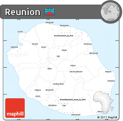 Classic Style Simple Map of Reunion, single color outside