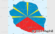 Flag Simple Map of Reunion, single color outside, borders and labels, flag centered