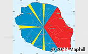 Flag Simple Map of Reunion, single color outside, borders and labels, flag aligned to the middle
