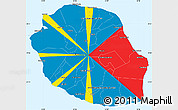 Flag Simple Map of Reunion, single color outside, borders and labels, flag rotated