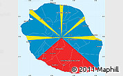 Flag Simple Map of Reunion, single color outside, borders and labels