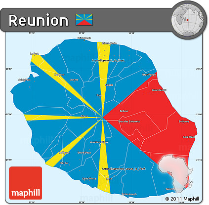 Flag Simple Map of Reunion, single color outside, flag rotated