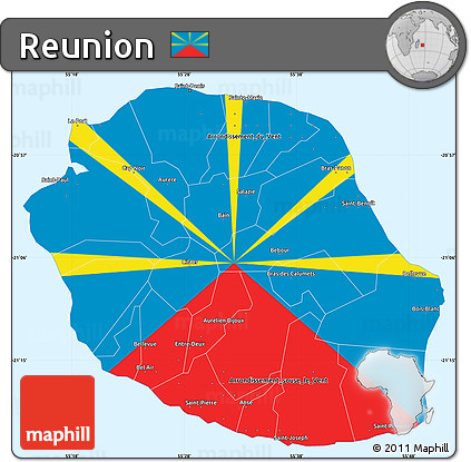 Flag Simple Map of Reunion, single color outside