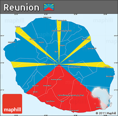 Flag Simple Map of Reunion, single color outside