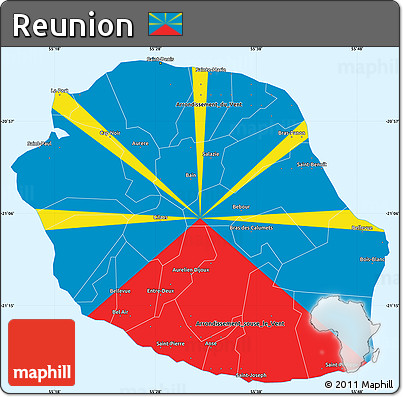Flag Simple Map of Reunion, single color outside