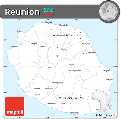 Silver Style Simple Map of Reunion, single color outside