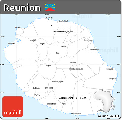 Silver Style Simple Map of Reunion, single color outside