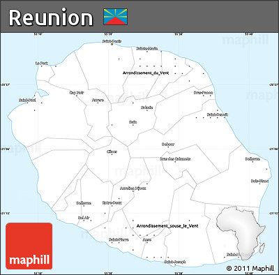 Silver Style Simple Map of Reunion, single color outside