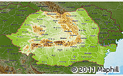 Physical 3D Map of Romania, darken, land only