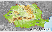 Physical 3D Map of Romania, desaturated, land only