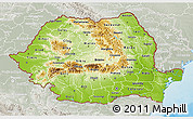 Physical 3D Map of Romania, lighten, semi-desaturated, land only