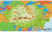 Physical 3D Map of Romania, political outside