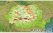 Physical 3D Map of Romania, satellite outside