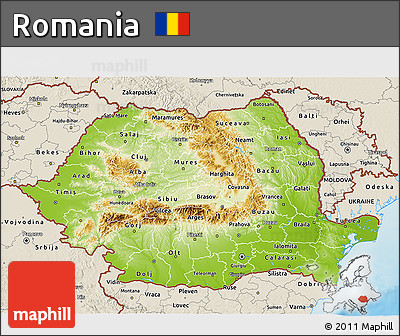 Physical 3D Map of Romania, shaded relief outside