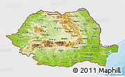 Physical 3D Map of Romania, single color outside, bathymetry sea, shaded relief sea