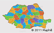 Political 3D Map of Romania, cropped outside