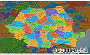 Political 3D Map of Romania, darken
