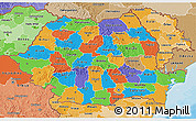 Political 3D Map of Romania, political shades outside