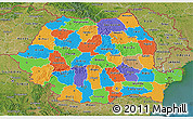 Political 3D Map of Romania, satellite outside