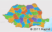 Political 3D Map of Romania, single color outside, bathymetry sea